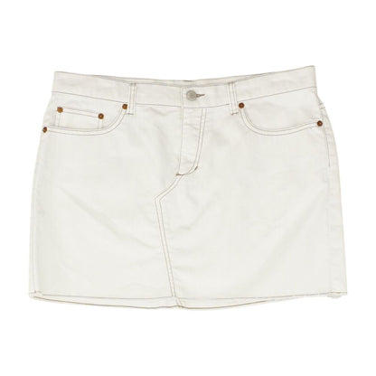 White Solid Midi Skirt