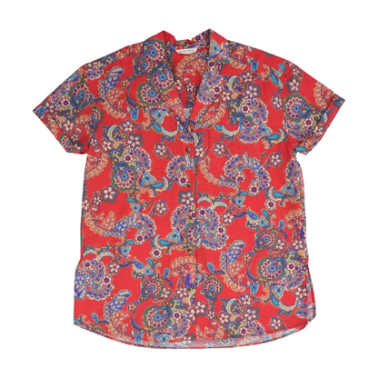 Red Print Button Down
