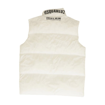 White Solid Puffer Vest