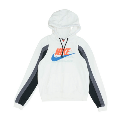 White Color Block Hoodie Pullover