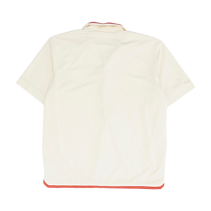 Beige Solid Short Sleeve Button Down
