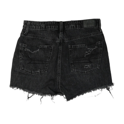 Black Solid Denim Shorts