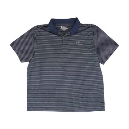 Navy Striped Short Sleeve Polo
