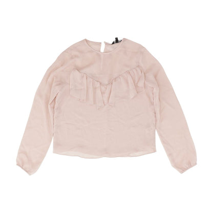 Pink Solid Long Sleeve Blouse