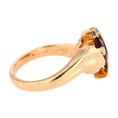 14K Gold Color Change Trillion Cut Center Stone With Diamond Accent Ring