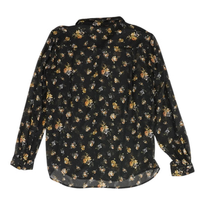 Black Floral Button Down