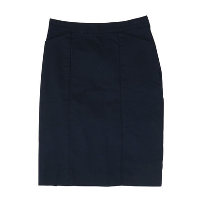 Navy Solid Midi Skirt