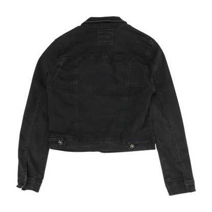 Black Solid Denim Jacket
