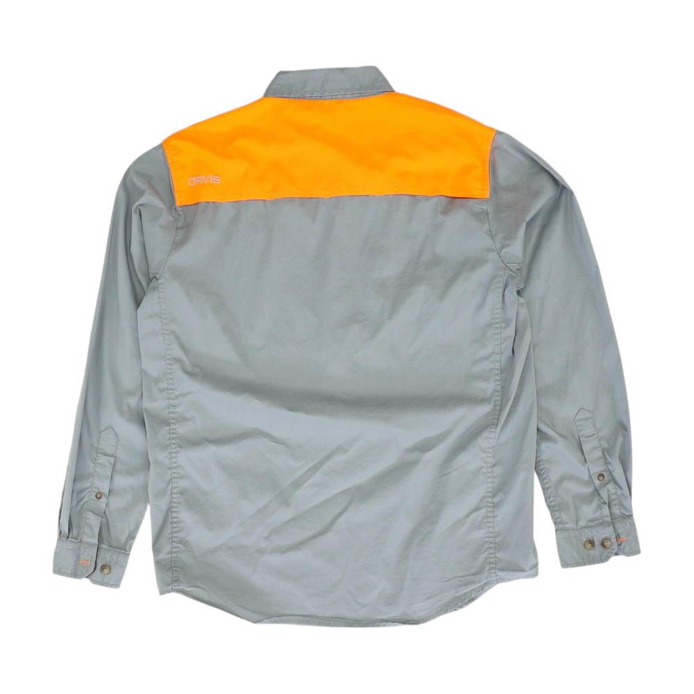 Gray Color Block Long Sleeve Button Down