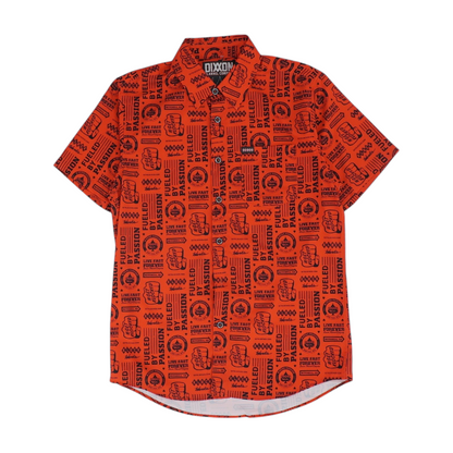 Red Graphic Short Sleeve Button Down