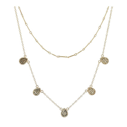 Gold Plated Sterling Silver Layered Chain With Pear Shaped Motifs Necklace