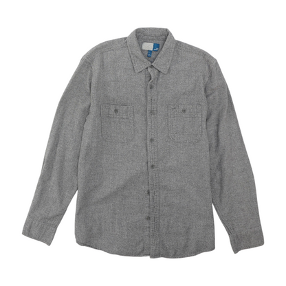Gray Solid Flannel Button Down