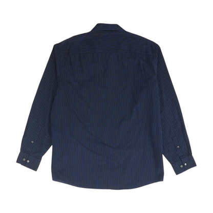 Navy Striped Long Sleeve Button Down
