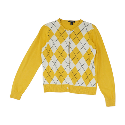Yellow Argyle Cardigan Sweater