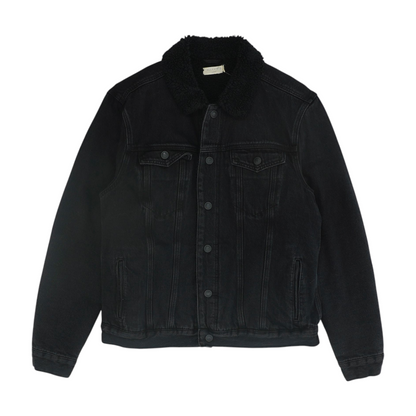 Black Solid Denim Jacket
