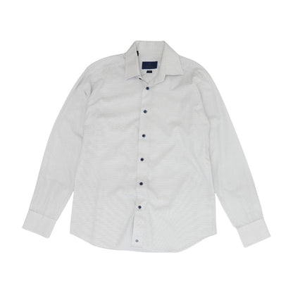 White Abstract Long Sleeve Button Down