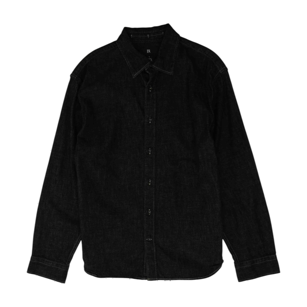 Black Solid Long Sleeve Button Down