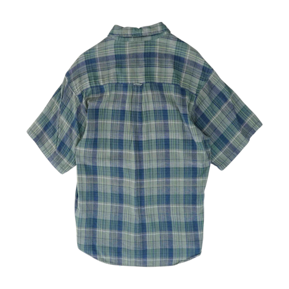 Green Plaid Short Sleeve Button Down