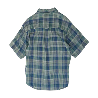 Green Plaid Short Sleeve Button Down