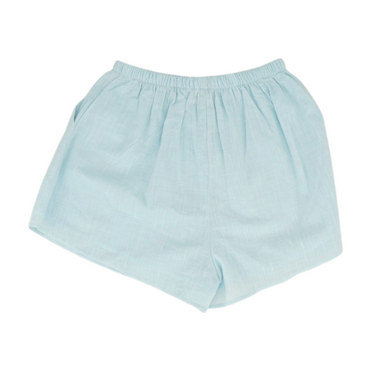 Blue Solid Knit Shorts