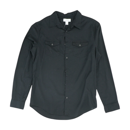 Black Solid Long Sleeve Button Down