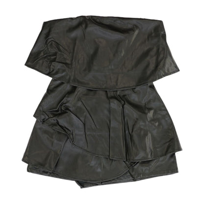 Black Solid Mini Skirt