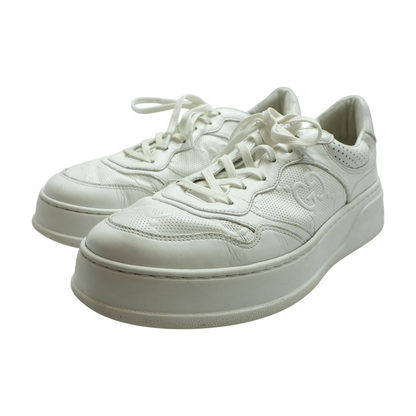 White GG Embossed Leather Sneakers