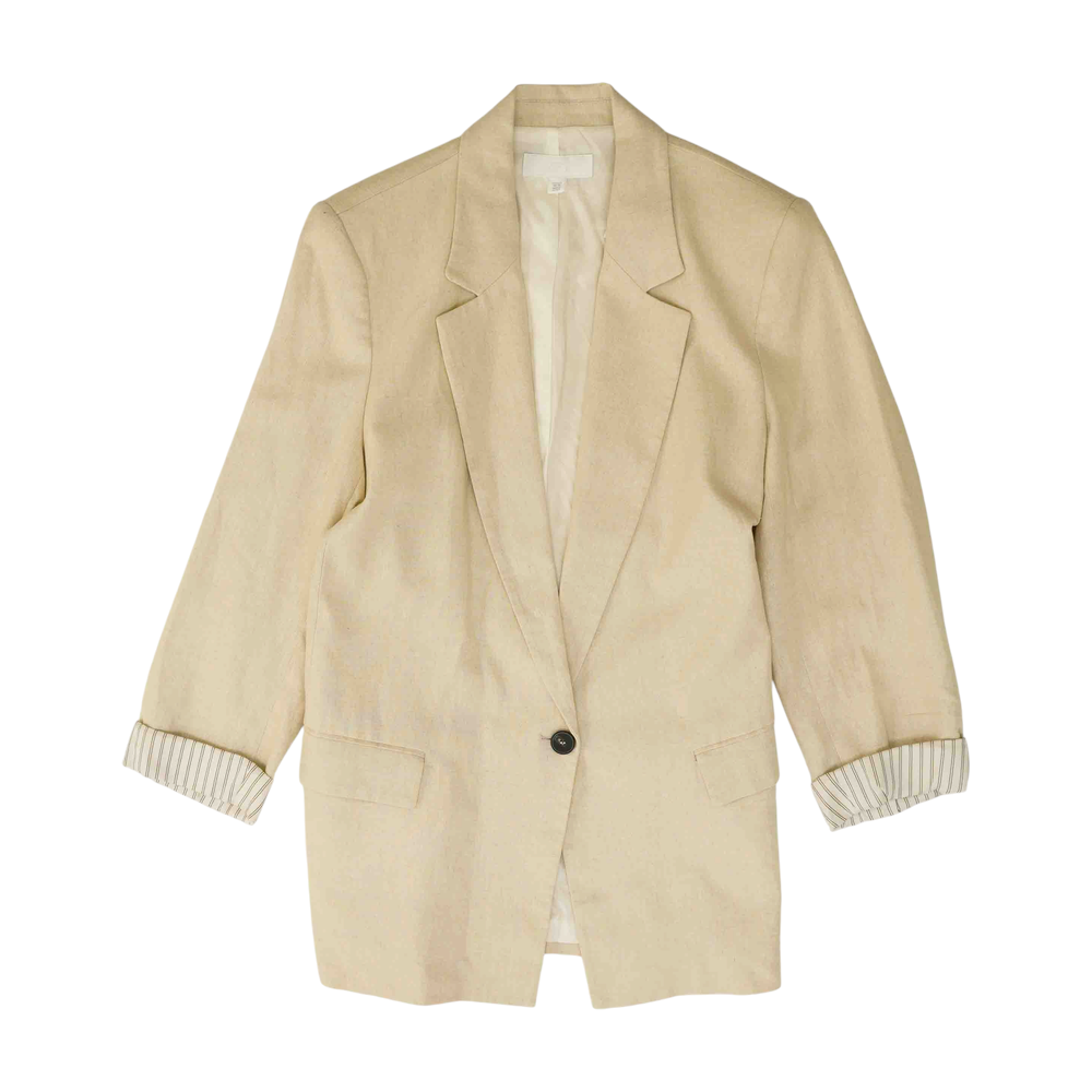 Beige Solid Blazer