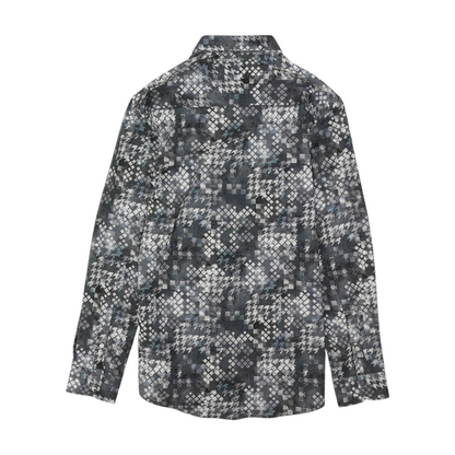 Charcoal Geometric Long Sleeve Button Down