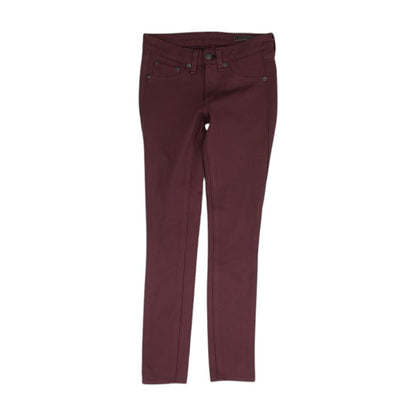Burgundy Solid Five Pocket Pants