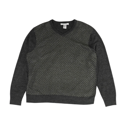 Gray Chevron Pullover Sweater