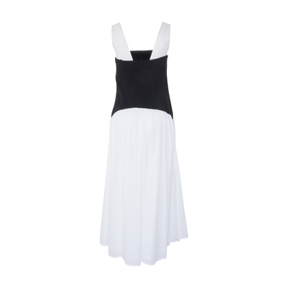 White Color Block Midi Dress