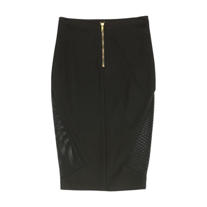 Black Solid Midi Skirt