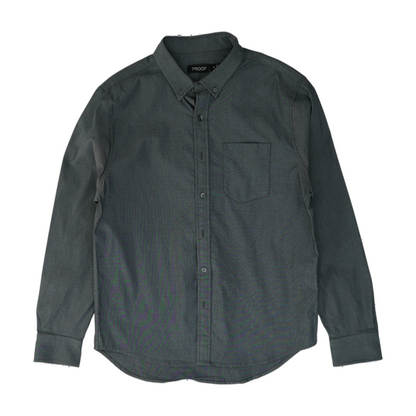 Gray Solid Long Sleeve Button Down