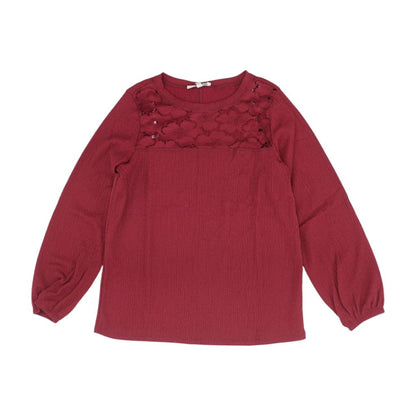 Red Solid Long Sleeve Blouse