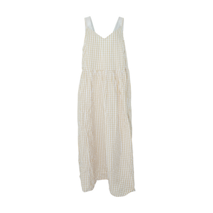 Beige Plus Check Midi Dress