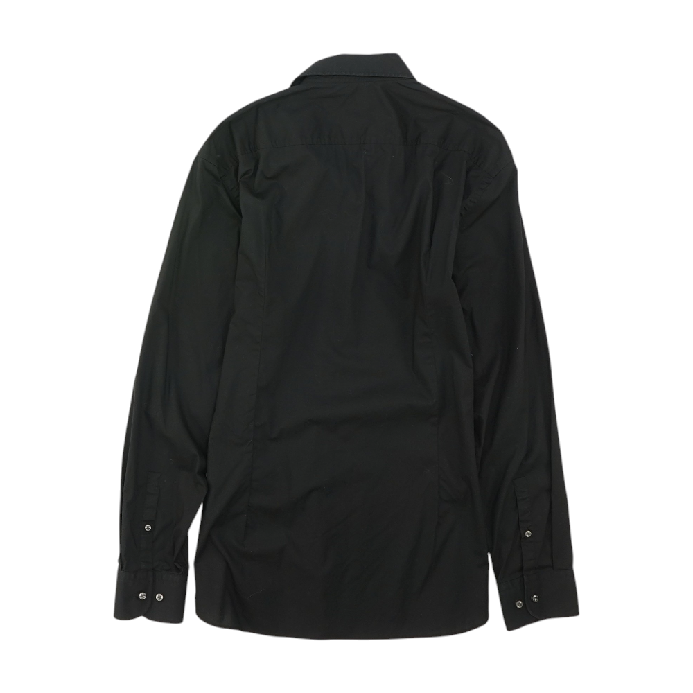 Black Solid Long Sleeve Button Down
