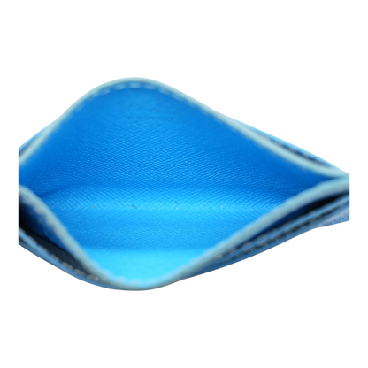 Pool Blue Double Card Holder in Colored Monogram Canvas