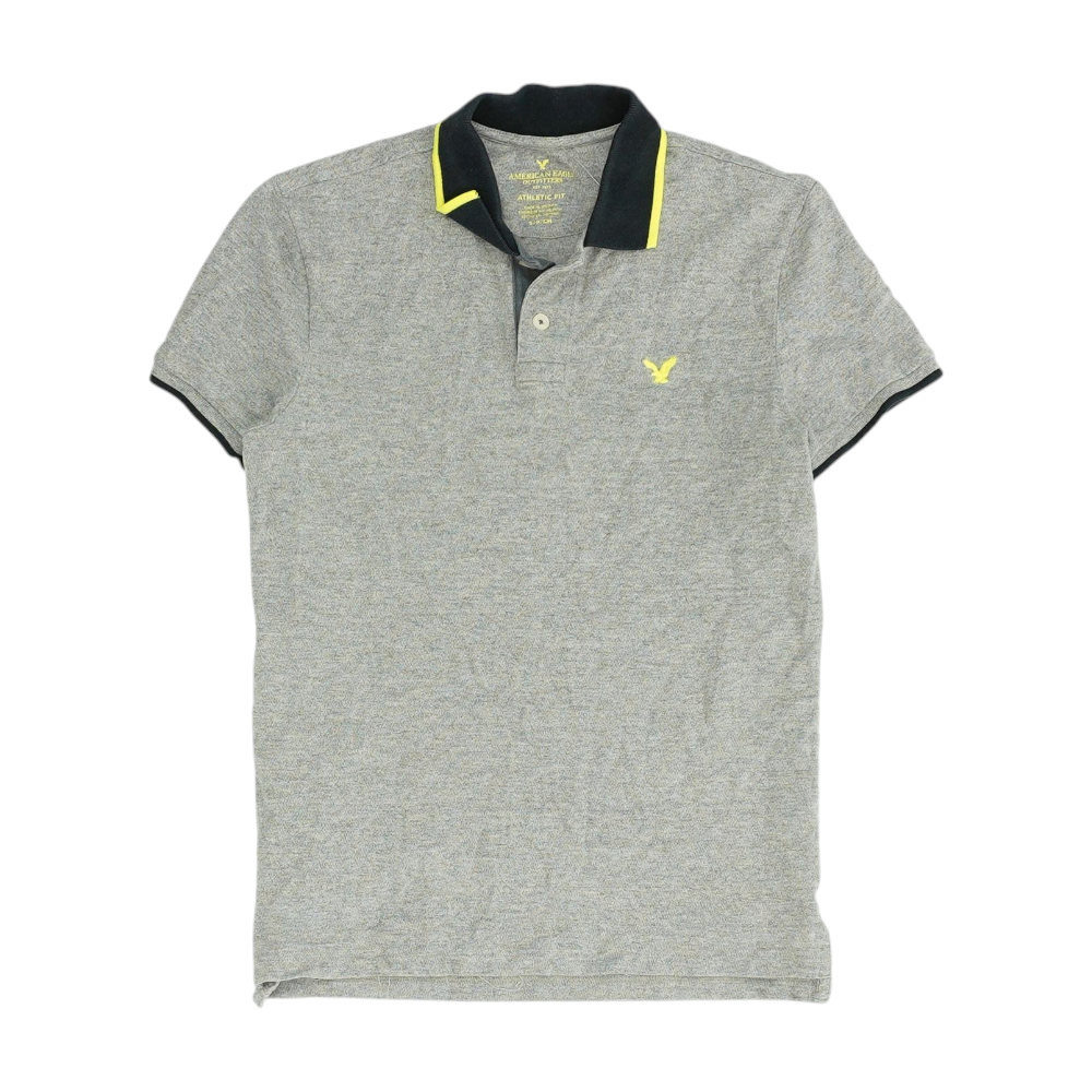 American Eagle Gray Solid Short Sleeve Polo – Image 1