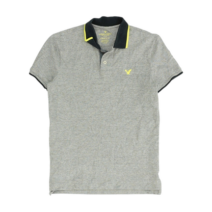 American Eagle Gray Solid Short Sleeve Polo – Image 1