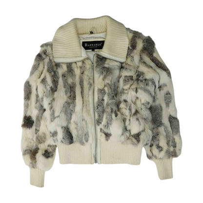 Raffaelo Leather Ivory Animal Print Fur Jacket – Image 1