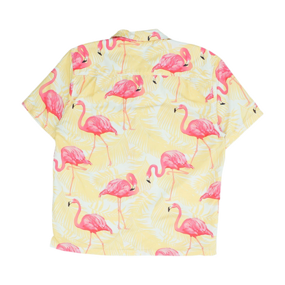 Yellow Print Short Sleeve Button Down
