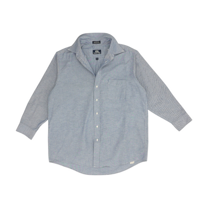 Blue Solid Long Sleeve Button Down