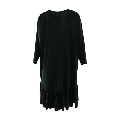 Black Solid Midi Dress