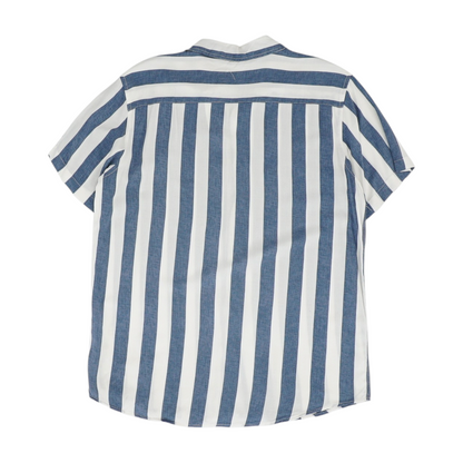 White Striped Short Sleeve Button Down