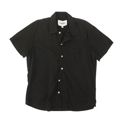 Black Solid Short Sleeve Button Down