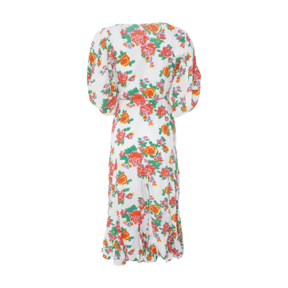 White Floral Midi Dress