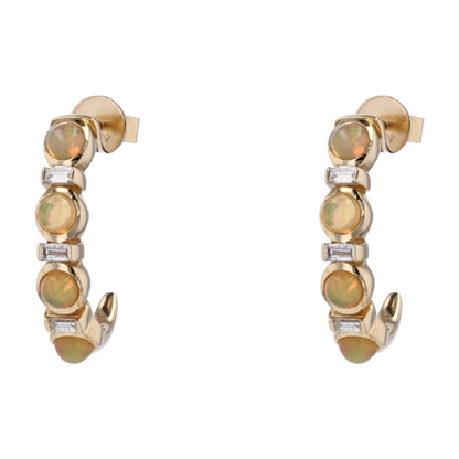 9/10 ctw 14K Yellow Gold Opal Drop Earrings