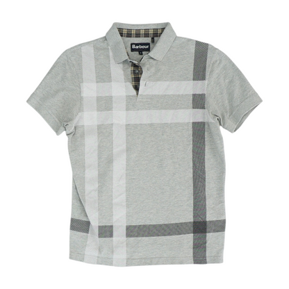 Gray Plaid Short Sleeve Polo