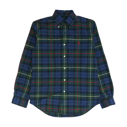 Green Plaid Long Sleeve Button Down